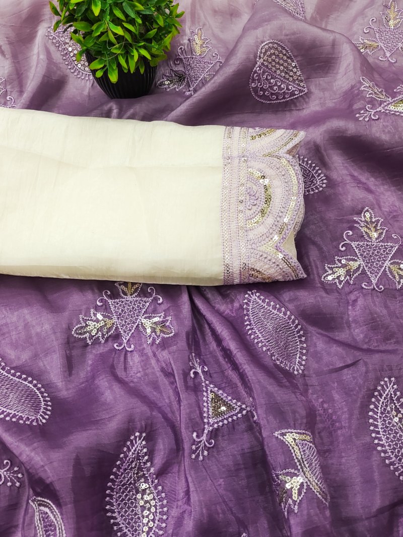 Ktd 3006 Gold Crush Embroidery Work Saree